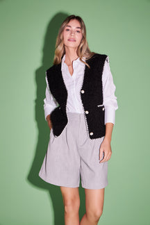 ENGLISH FACTORY - Premium Faux Shearling Vest - JACKETS available at Objectrare