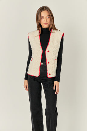 ENGLISH FACTORY - Premium Faux Shearling Vest - JACKETS available at Objectrare