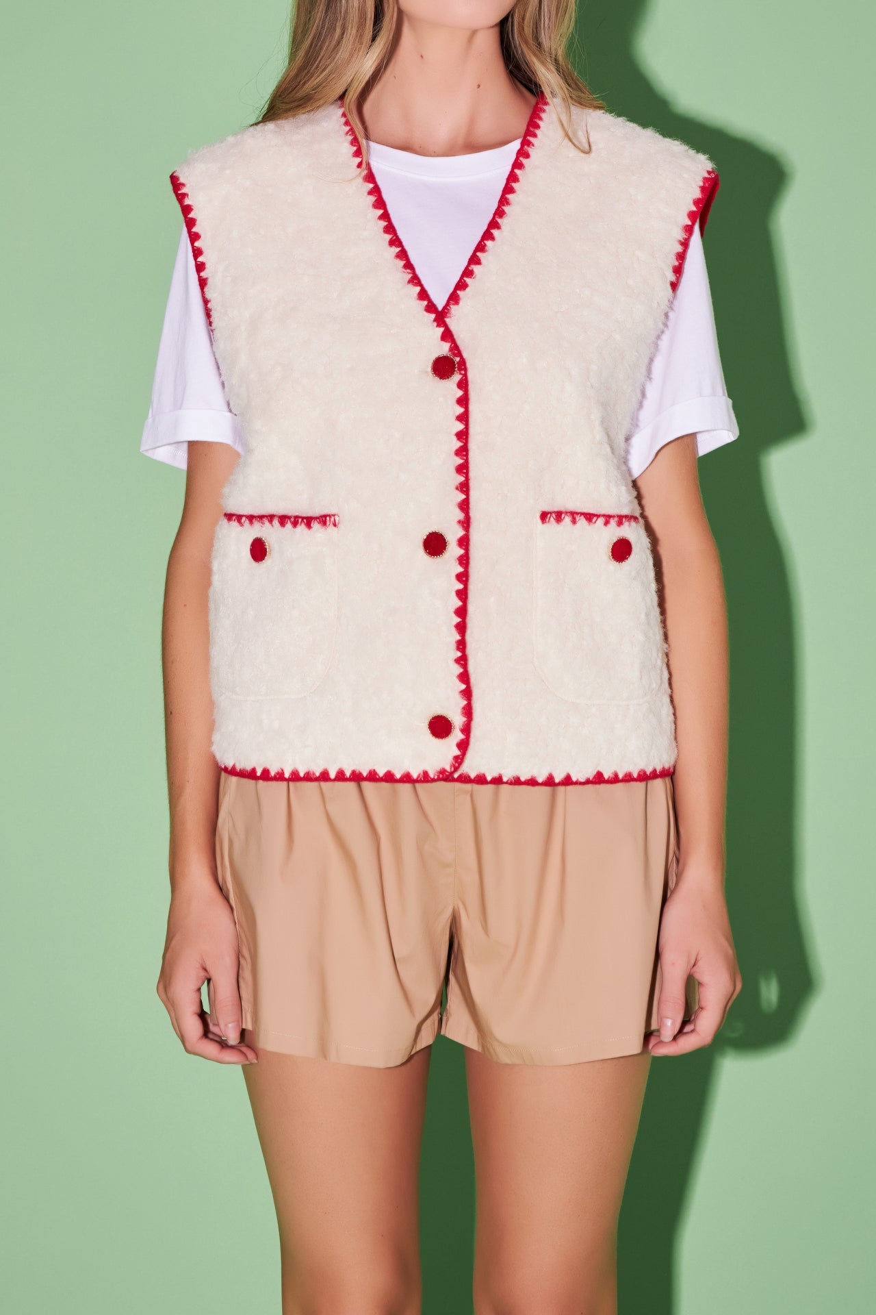 ENGLISH FACTORY - Premium Faux Shearling Vest - JACKETS available at Objectrare