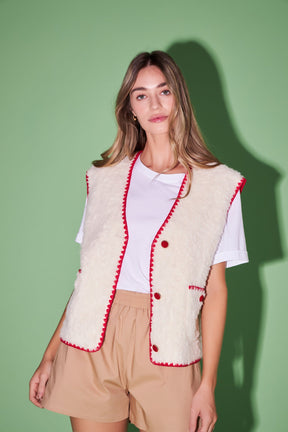 ENGLISH FACTORY - Premium Faux Shearling Vest - JACKETS available at Objectrare