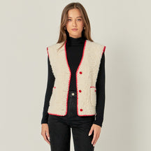 ENGLISH FACTORY - Premium Faux Shearling Vest - JACKETS available at Objectrare