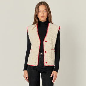 ENGLISH FACTORY - Premium Faux Shearling Vest - JACKETS available at Objectrare