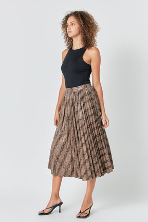 ENDLESS ROSE - Endless Rose - Snake Print Pleated Midi Skirt - SKIRTS available at Objectrare