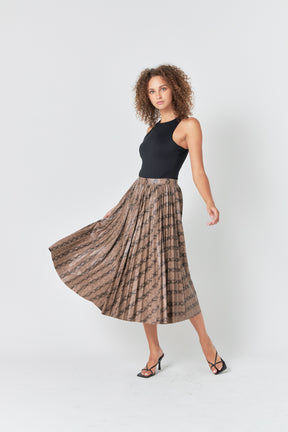 ENDLESS ROSE - Snake Print Pleated Midi Skirt - SKIRTS available at Objectrare