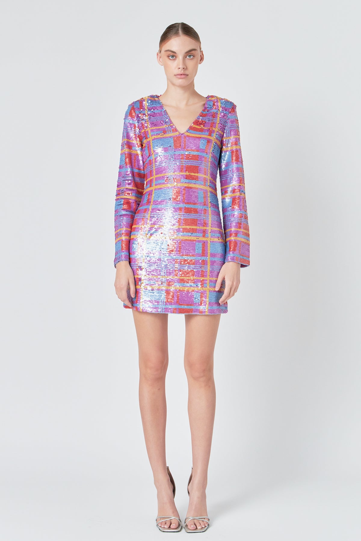 ENDLESS ROSE - Check Pattern Sequins Dress - DRESSES available at Objectrare