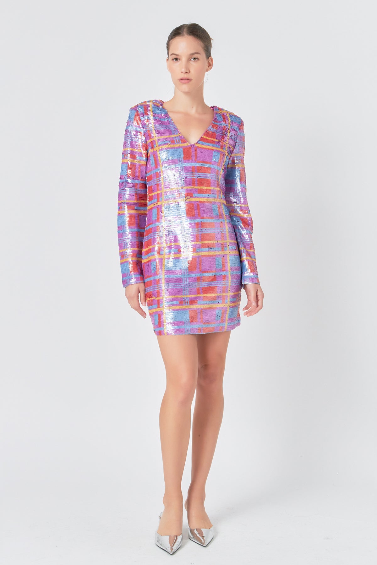 ENDLESS ROSE - Check Pattern Sequins Dress - DRESSES available at Objectrare