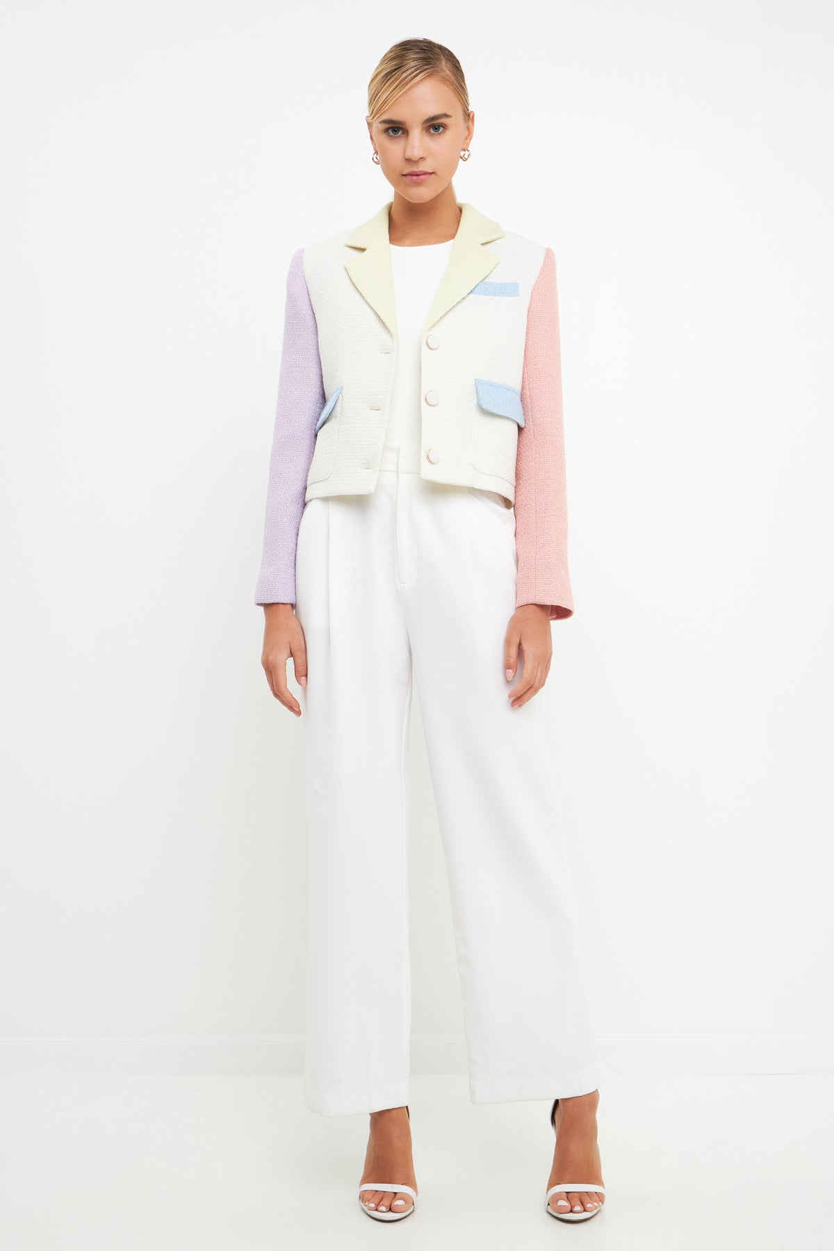 ENDLESS ROSE - Cropped Color Block Blazer - BLAZERS available at Objectrare