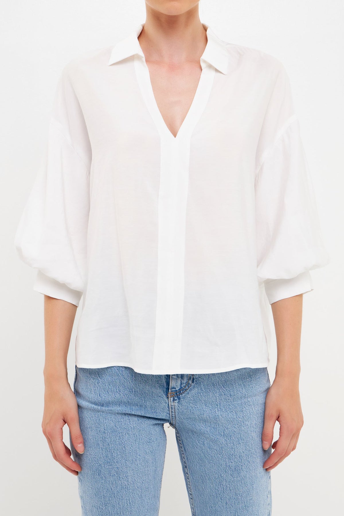 ENGLISH FACTORY - English Factory - V-Neckline Drop Shoulder Blouse - SHIRTS & BLOUSES available at Objectrare