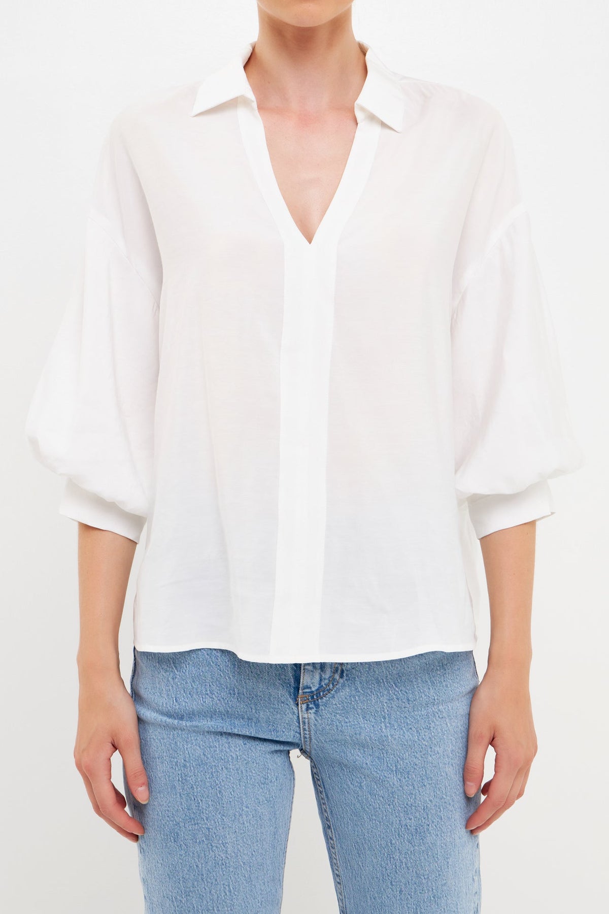 ENGLISH FACTORY - V-Neckline Drop Shoulder Blouse - TOPS available at Objectrare