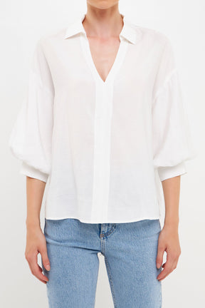 ENGLISH FACTORY - V-Neckline Drop Shoulder Blouse - TOPS available at Objectrare