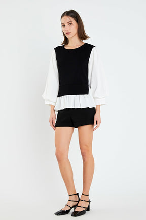 ENGLISH FACTORY - Mixed Media Blouse - TOPS available at Objectrare
