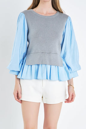 ENGLISH FACTORY - Mixed Media Blouse - TOPS available at Objectrare