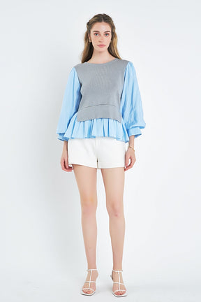 ENGLISH FACTORY - Mixed Media Blouse - TOPS available at Objectrare