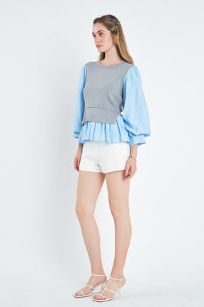ENGLISH FACTORY - Mixed Media Blouse - TOPS available at Objectrare