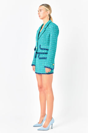 ENDLESS ROSE - Premium Cropped Sequin Tweed Jacket - JACKETS available at Objectrare