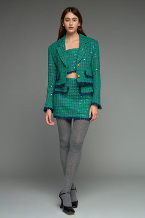 ENDLESS ROSE - Premium Cropped Sequin Tweed Jacket - JACKETS available at Objectrare