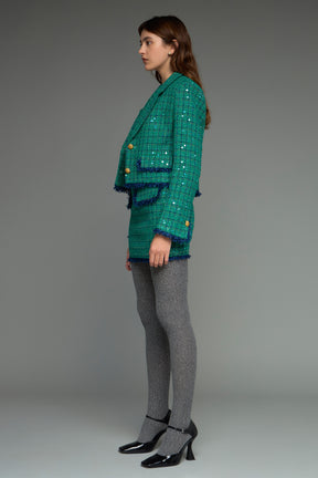 ENDLESS ROSE - Premium Cropped Sequin Tweed Jacket - JACKETS available at Objectrare