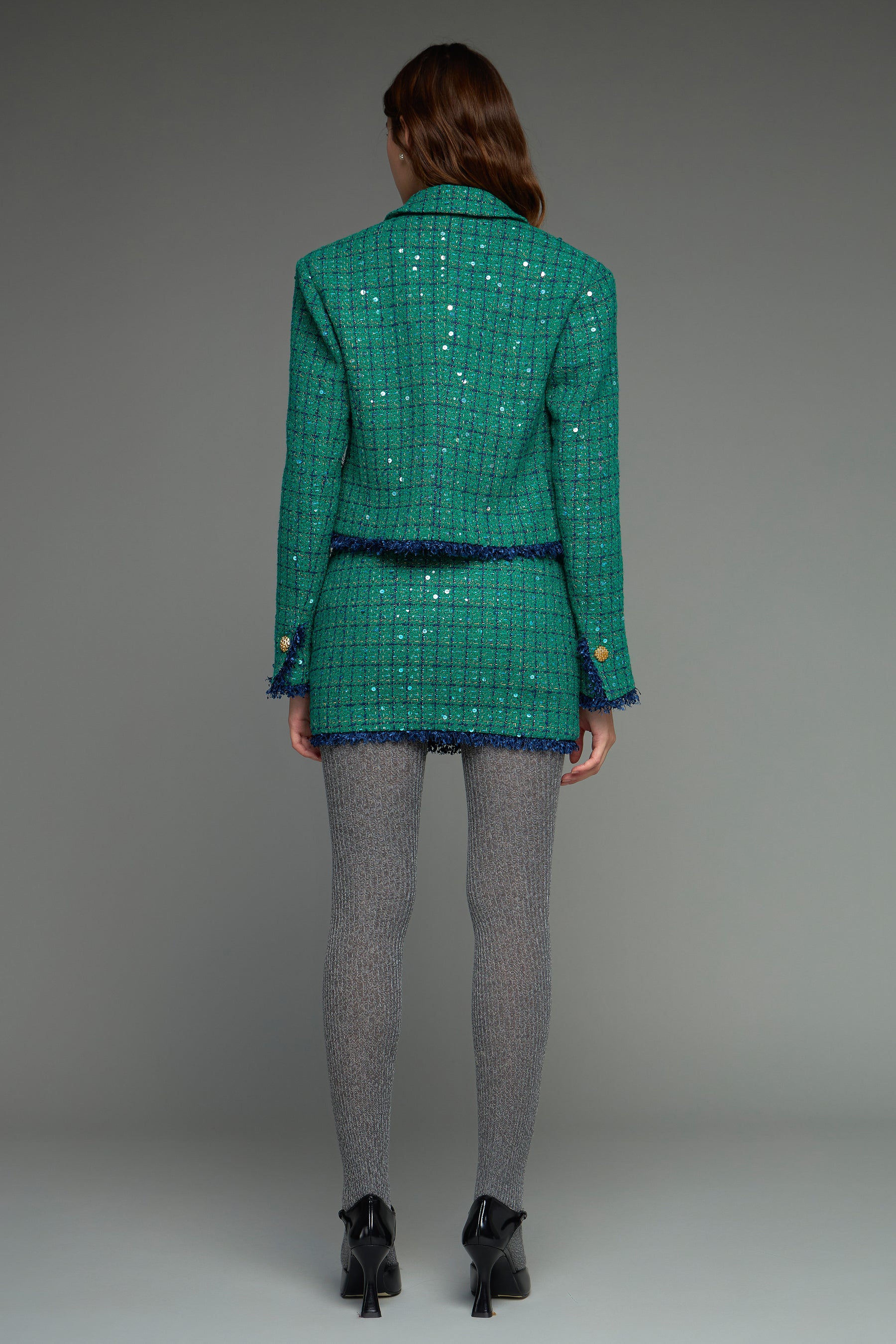 ENDLESS ROSE - Premium Cropped Sequin Tweed Jacket - JACKETS available at Objectrare