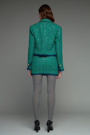 ENDLESS ROSE - Premium Cropped Sequin Tweed Jacket - JACKETS available at Objectrare