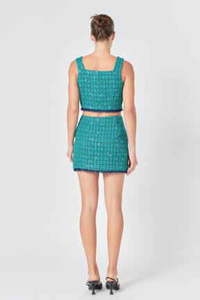 ENDLESS ROSE - Premium Cropped Tweed Tank Top - TOPS available at Objectrare