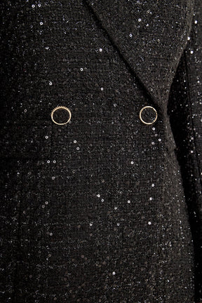 ENDLESS ROSE - Premium Sequin Tweed Blazer Romper - ROMPERS available at Objectrare