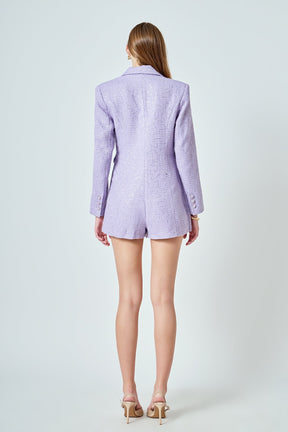 Premium Sequin Tweed Blazer Romper
