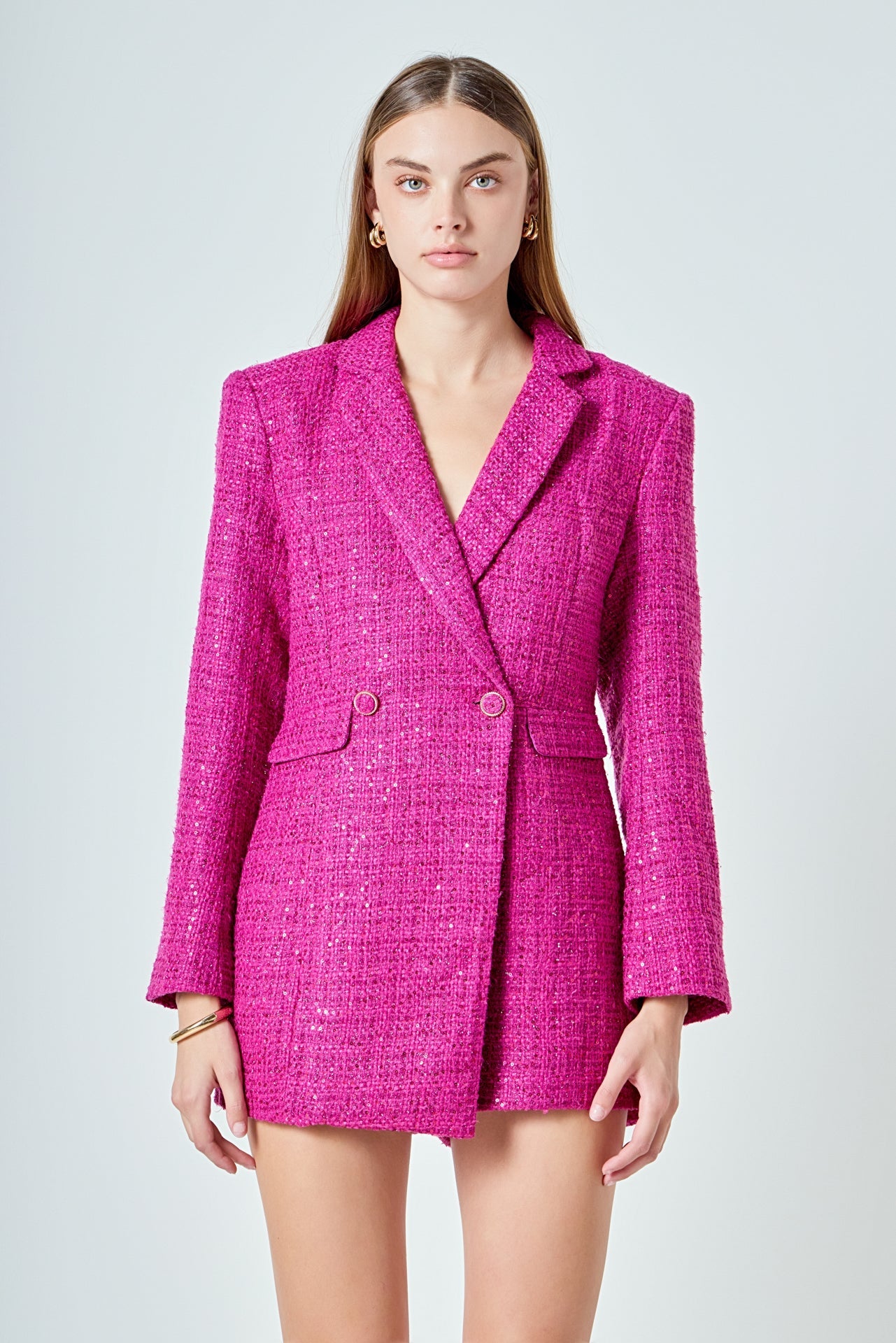 Premium Sequin Tweed Blazer Romper