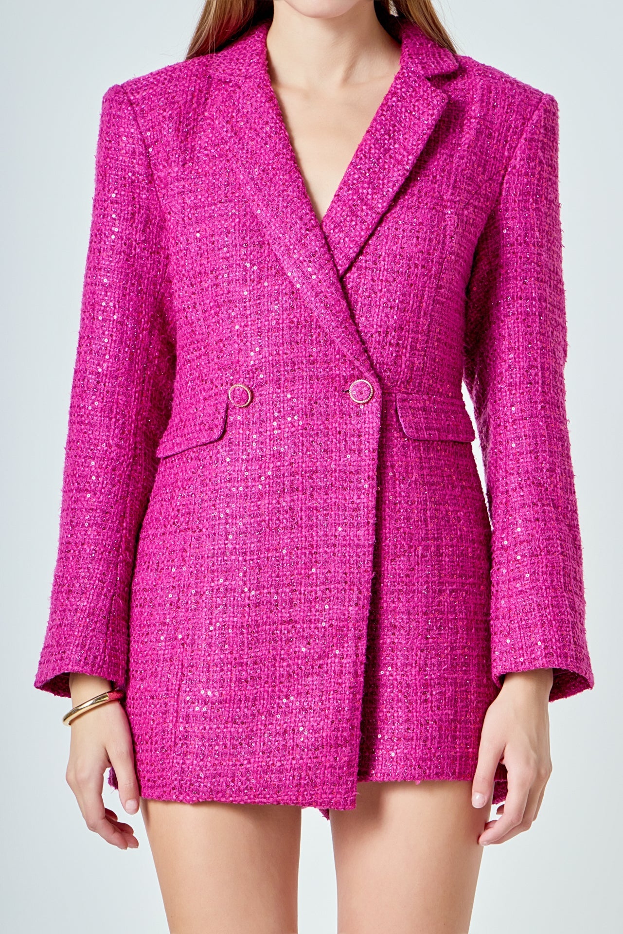 Premium Sequin Tweed Blazer Romper