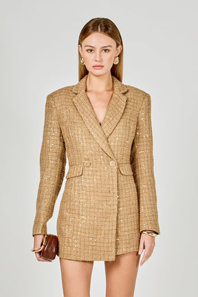 Premium Sequin Tweed Blazer Romper