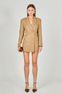 Premium Sequin Tweed Blazer Romper