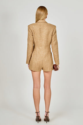 Premium Sequin Tweed Blazer Romper