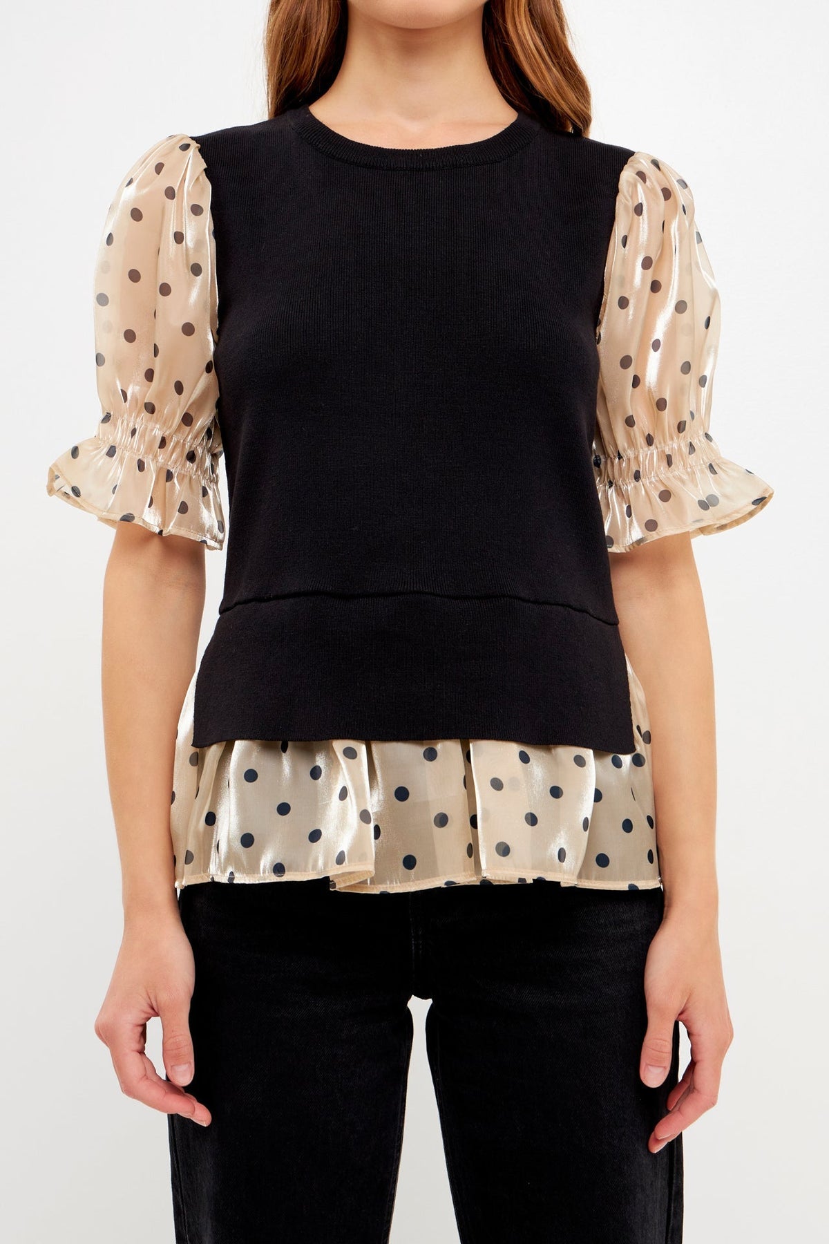 ENGLISH FACTORY - English Factory - Dot Mixed Sweater Top - SWEATERS & KNITS available at Objectrare