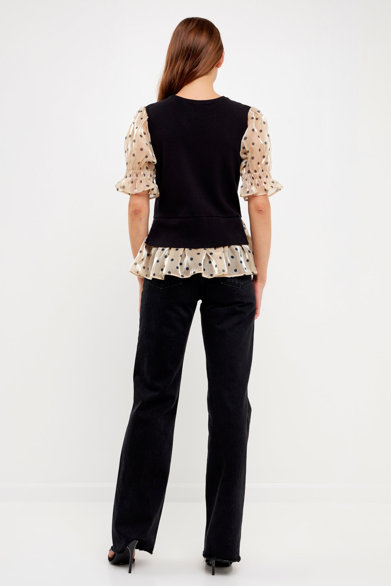 ENGLISH FACTORY - Dot Mixed Sweater Top - TOPS available at Objectrare