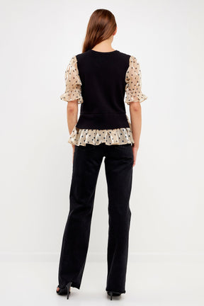 ENGLISH FACTORY - English Factory - Dot Mixed Sweater Top - TOPS available at Objectrare