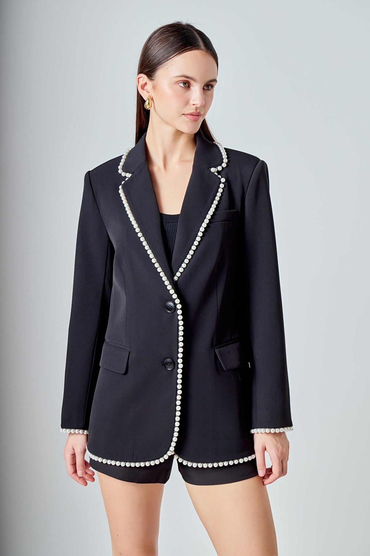 Premium Pearl-Trimmed Blazer