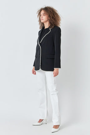 ENDLESS ROSE - Premium Pearl-Trimmed Blazer - JACKETS available at Objectrare