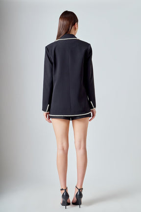 ENDLESS ROSE - Premium Pearl-Trimmed Blazer - BLAZERS available at Objectrare