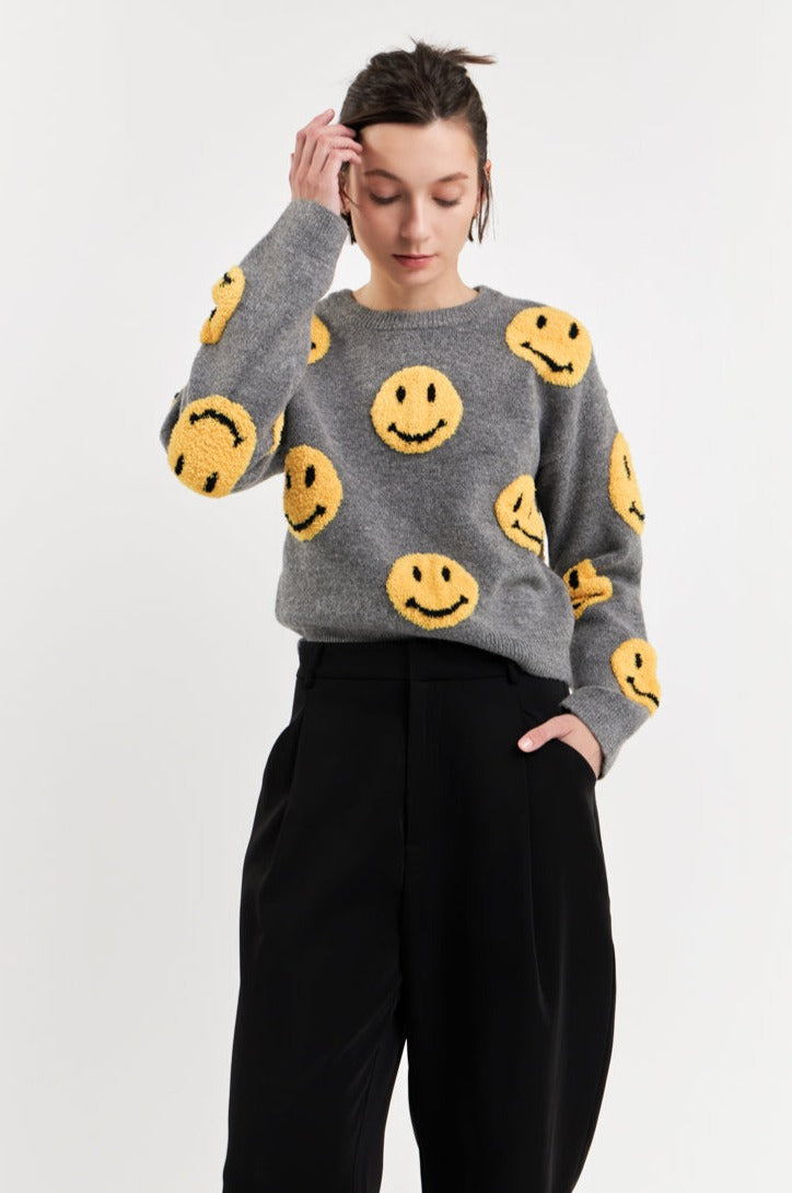 GREY LAB - Smiley Face Sweater - SWEATERS & KNITS available at Objectrare
