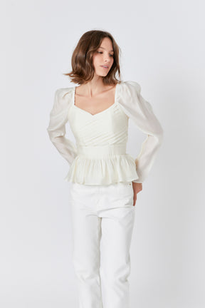 ENDLESS ROSE - Long-Sleeve Peplum Top - TOPS available at Objectrare