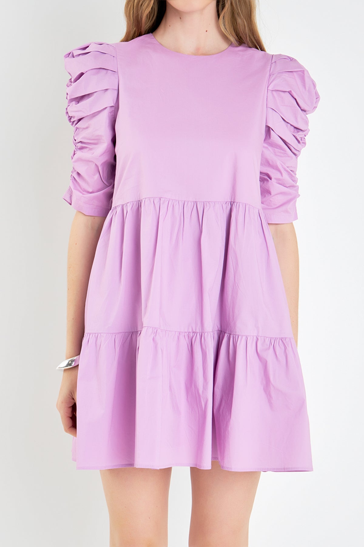 ENGLISH FACTORY - Tiered Puff Sleeve Mini Dress - DRESSES available at Objectrare