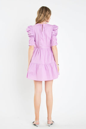 ENGLISH FACTORY - English Factory - Tiered Puff Sleeve Mini Dress - DRESSES available at Objectrare