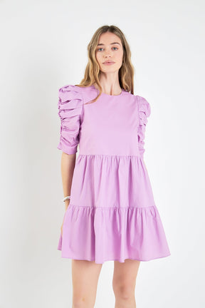 ENGLISH FACTORY - Tiered Puff Sleeve Mini Dress - DRESSES available at Objectrare