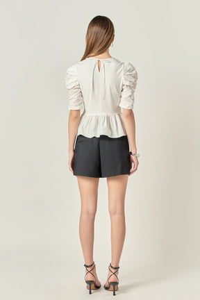 ENGLISH FACTORY - Pleated Puff Sleeve Top in White - TOPS available at Objectrare