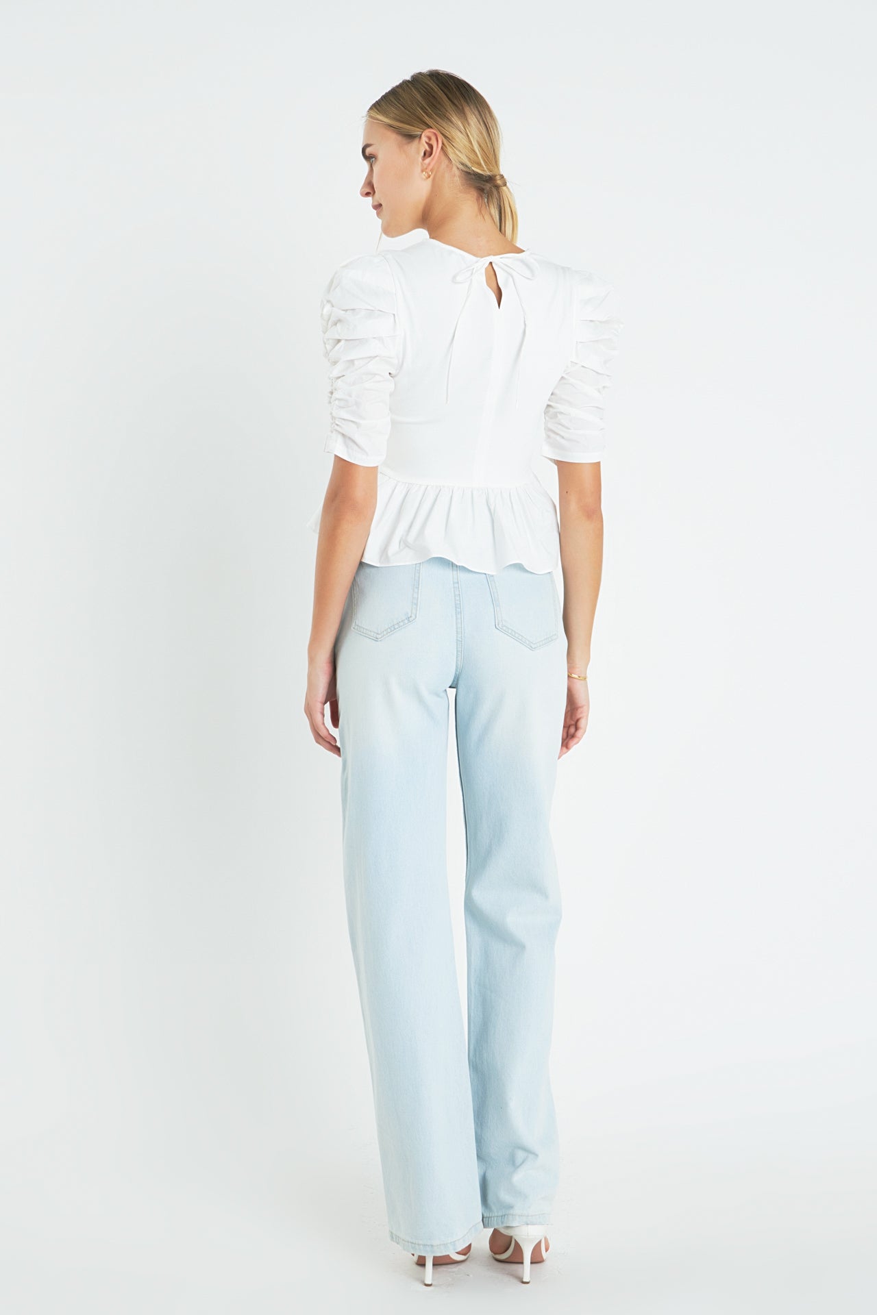 ENGLISH FACTORY - English Factory - Pleated Puff Sleeve Top in White - TOPS available at Objectrare