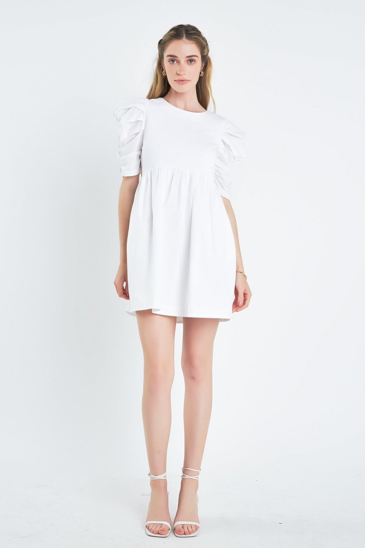 ENGLISH FACTORY - Pleated Puff Sleeve Mini Dress - DRESSES available at Objectrare
