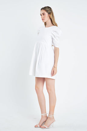 ENGLISH FACTORY - Pleated Puff Sleeve Mini Dress - DRESSES available at Objectrare
