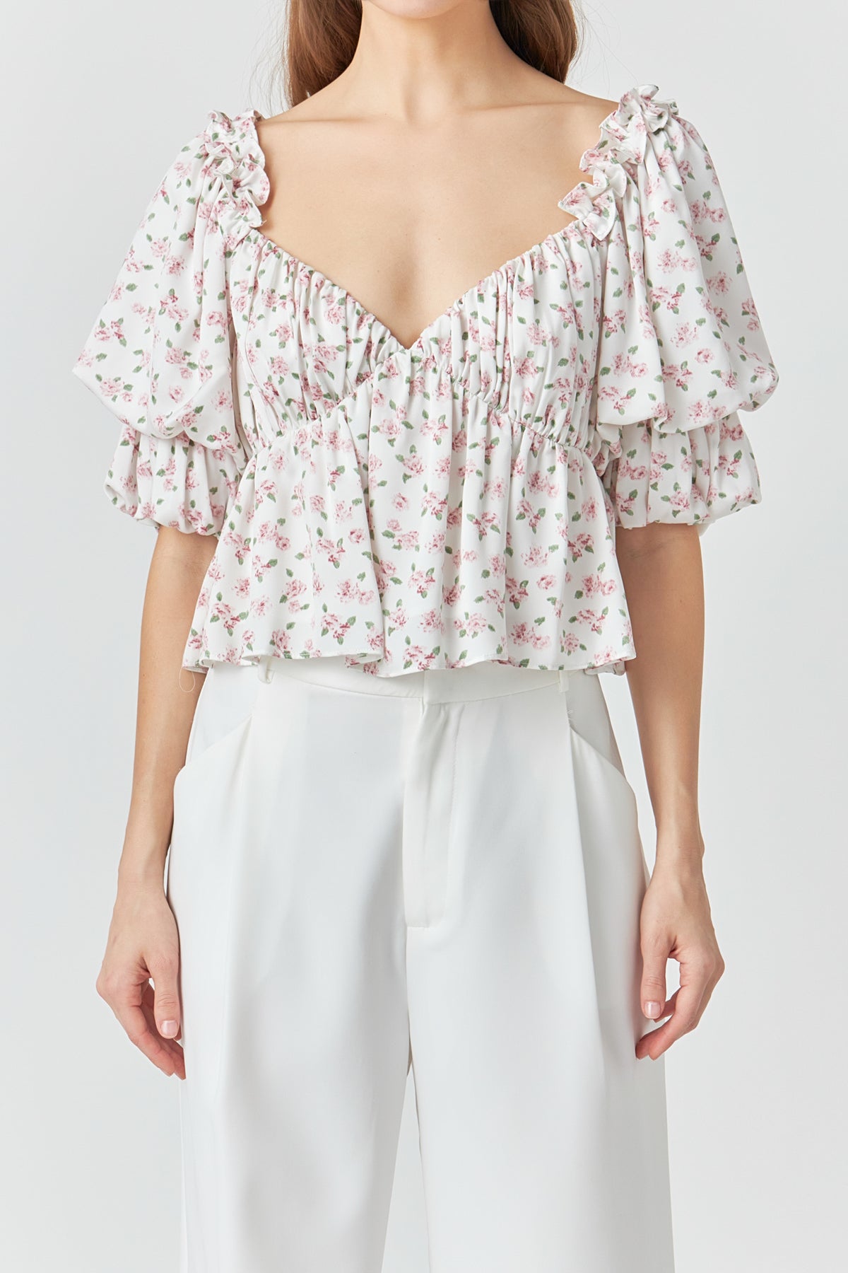 ENDLESS ROSE - Floral Print Satin Top - TOPS available at Objectrare