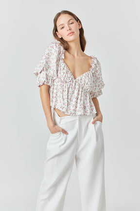 ENDLESS ROSE - Floral Print Satin Top - TOPS available at Objectrare