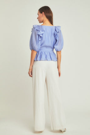 ENDLESS ROSE - Endless Rose - Puff Sleeve Peplum Top - TOPS available at Objectrare