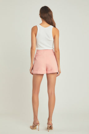 ENDLESS ROSE - Colorblock Shorts with Folded Hem - SHORTS available at Objectrare